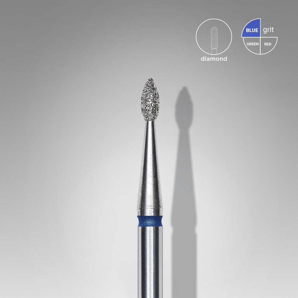 DIAMOND NAIL DRILL BIT, "drop", BLUE, 1.6mm/4mm