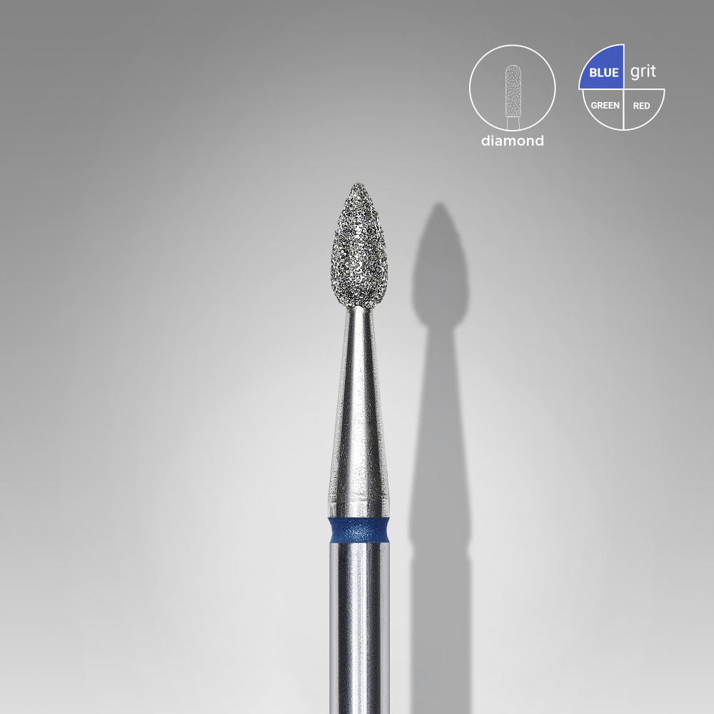 DIAMOND NAIL DRILL BIT, "drop", BLUE , 2.3mm/5mm