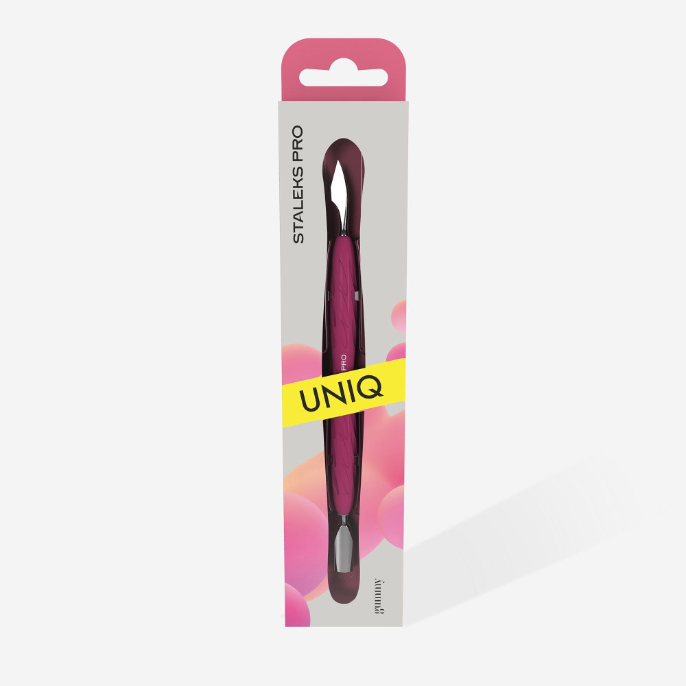 PROFESSIONAL MANICURE PUSHER STALEKS UNIQ 10 TYPE 3 WITH SILICONE HANDLE | PQ-10/3